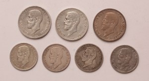 Romania lot of 7 pcs, Carol I. 1 leu, 2 lei 1910, 1911, 1912, 1914