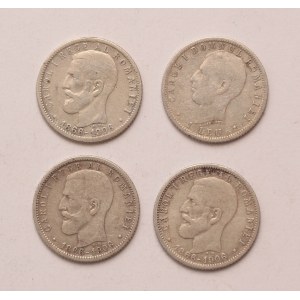 Romania lot of 4 pcs, Carol I. 1 leu 1866-1906