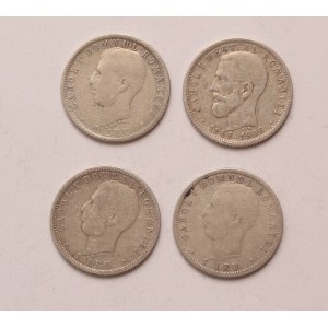Romania lot of 4 pcs, Carol I. 1 leu 1866-1906