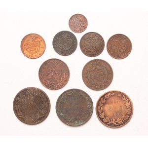 lot of 10 pcs, Carol I. 1 ban, 2-5-10 bani 1867, 1880, 1882, 1900