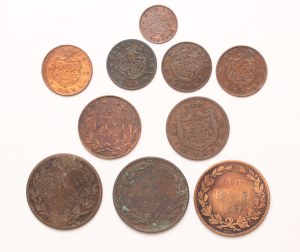 lot of 10 pcs, Carol I. 1 ban, 2-5-10 bani 1867, 1880, 1882, 1900