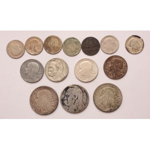 Poland lot of 14 pcs, 2 zlote, 5-10 zlotych 1932, 1933, 1934, 1935 (Queen Jadwiga, sailing ship)