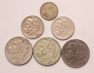 Poland lot of 6 pcs, 2 zlote, 5-10 zlotych 1934, 1935, 1936 (General Plisudski)