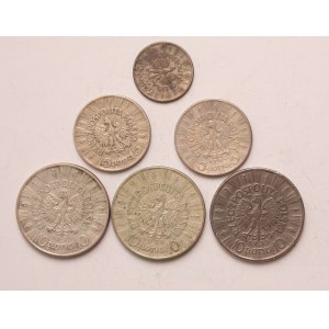 Poland lot of 6 pcs, 2 zlote, 5-10 zlotych 1934, 1935, 1936 (General Plisudski)