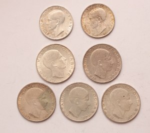 Yugoslavia lot of 7 pcs, Petar II. 20-50 dinara 1938