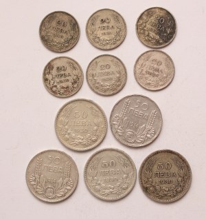 Bulgaria lot of 11 pcs, Boris III. 20-50 leva 1930, 1934