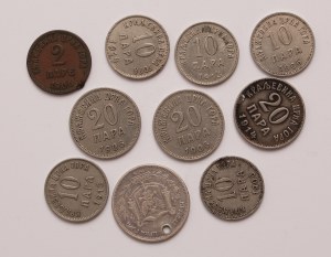 Montenegro lot of 10 pcs, Nicholas I. 2-10-20 para, 1 perper 1906, 1913, 1914
