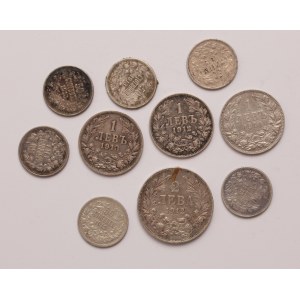 Bulgaria lot of 10 pcs, Ferdinand I. 50 stotinki, 1 lev, 2 leva 1910, 1912, 1913
