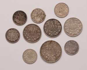 Bulgaria lot of 10 pcs, Ferdinand I. 50 stotinki, 1 lev, 2 leva 1910, 1912, 1913