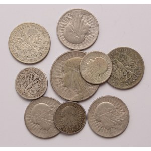 Poland lot of 9 pcs, 2 zlote, 5-10 zlotych 1932, 1933, 1934 (Queen Jadwiga)