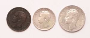 Serbia lot of 3 pcs, Milan IV. Obrenovic 5 para 1870, Aleksandar I. 1 dinar, 2 dinara 1897