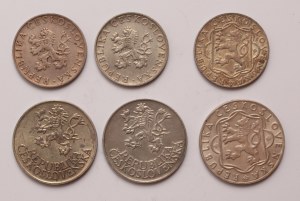 Czechoslovakia lot of 6 pcs, 10-25 korun 1944-1954, 10-25 korun 1945-1955