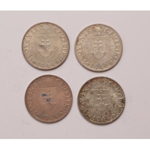 Slovakia lot of 4 pcs, 10 korun 1944 (Prince Pribina - 3x cross on spire of the church 1x without cross)