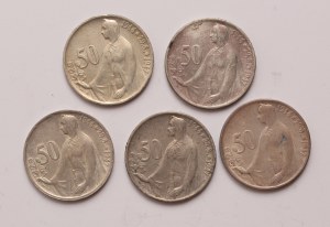Czechoslovakia lot of 5 pcs, 50 korun 1944-1947