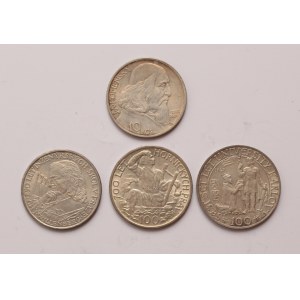 Czechoslovakia lot of 4 pcs, 10 korun 1948, 1949, 1957 (Charles University, Jihlava Mining Privileges, J. A. Komensky, Technical College)