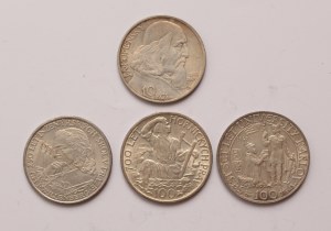 Czechoslovakia lot of 4 pcs, 10 korun 1948, 1949, 1957 (Charles University, Jihlava Mining Privileges, J. A. Komensky, Technical College)