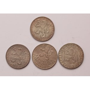 Czechoslovakia lot of 4 pcs, 10 korun 1948, 1949, 1957 (Charles University, Jihlava Mining Privileges, J. A. Komensky, Technical College)