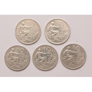 Czechoslovakia lot of 5 pcs, 10 korun 1930, 1931, 1932