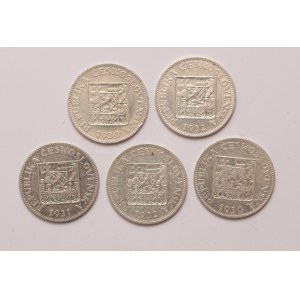 Czechoslovakia lot of 5 pcs, 10 korun 1930, 1931, 1932