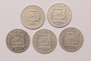 Czechoslovakia lot of 5 pcs, 10 korun 1930, 1931, 1932
