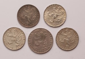 Czechoslovakia lot of 5 pcs, 50 korun 1945-1948, 100 korun 1918-1948