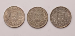 Slovakia lot of 3 pcs, 20 korun (St. Cyril and St. Methodius - simple cross)
