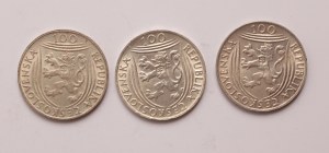 Czechoslovakia lot of 3 pcs, 100 korun 1921-1951 (Klement Gottwald)