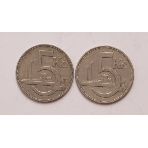 Czechoslovakia lot of 2 pcs, 5 korun 1925, 1926