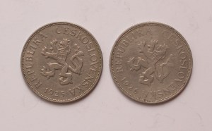 Czechoslovakia lot of 2 pcs, 5 korun 1925, 1926