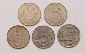 Czechoslovakia lot of 5 pcs, 5 korun 1928, 1929, 1938