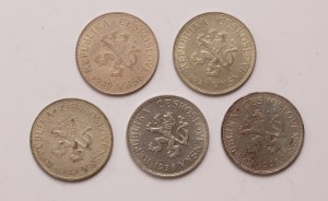 Czechoslovakia lot of 5 pcs, 5 korun 1928, 1929, 1938
