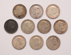 Austria lot of 10 pcs, Franz Joseph I. 2 kronen 1912, 1913