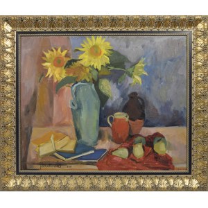 Jan HRYNKOWSKI (1891-1971), Martwa natura z kwiatami i owocami, 1936