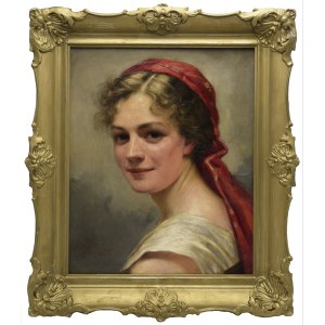 Helmut PHILIPP (1857-?), Dziewczyna w czerwonej chuście, 1905