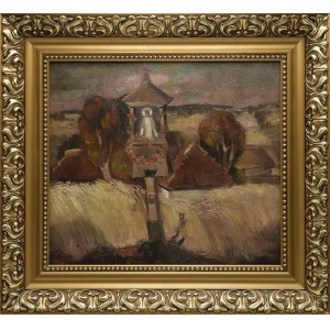 Edmund Jerzy KANIEWSKI (1909-1982), Pejzaż jesienny z kapliczką Matki Bożej, 1939