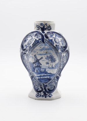 DELFT, workshop of DE VERGULDE BLOMPOT, Vase with landscape miniature (from suit)
