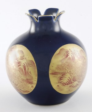 Cobalt vase with four landscapes