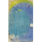 Marc Chagall (1887 Łoźno k. Witebska - 1985 Saint-Paul-de-Vence), Matka z dzieckiem przed Notre-Dame, z cyklu Wizja Paryża, 1952