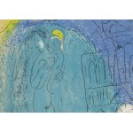 Marc Chagall (1887 Łoźno k. Witebska - 1985 Saint-Paul-de-Vence), Matka z dzieckiem przed Notre-Dame, z cyklu Wizja Paryża, 1952