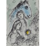 Marc Chagall (1887 Łoźno k. Witebska - 1985 Saint-Paul-de-Vence), Para z Niebieskim Koniem, 1982