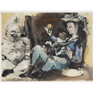 Pablo Picasso (1881 Malaga - 1973 Mougins), Kobieta z małpą (Woman with monkey), 1954