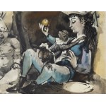 Pablo Picasso (1881 Malaga - 1973 Mougins), Kobieta z małpą (Woman with monkey), 1954