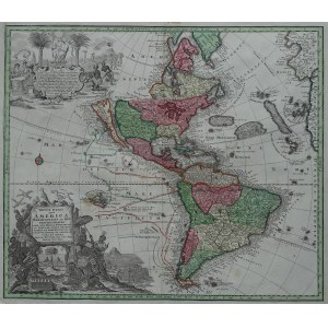 Ameryka Novus Orbis Sive America Meridionalis et Septentrionalis Matthäus Seutter 1730