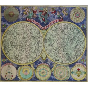 Astronomia, gwiazdozbiory, mapa nieba PLNANISPHAERIUM COELESTE Johann Michael Probst 1780