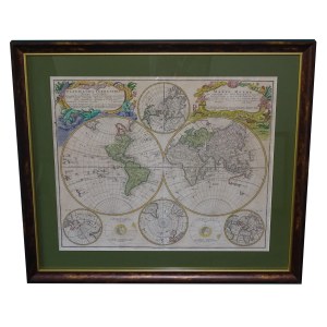 Mapa Świata PLANIGLOBII TERRESTRIS MAPPE MONDE Homann 1746