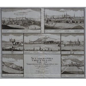 Friedrich Bernhard Werner, Homann SCENOGRAPHIA URBIUM SILESIAE Ziębice Ząbkowice Śląskie Kamieniec Ząbkowicki Karniów Henryków Srebrna Góra Złoty Stok
