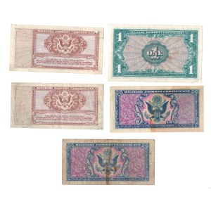 United States Military Money 1946-1951 1 Dollar 25/5/5/5 Cents (5 Pieces) Banknotes