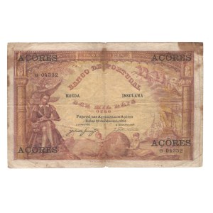 Açores Portugal 1905 10 mil Reis Ouro Billet de banque