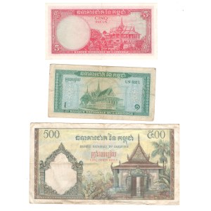 Cambodia 1958-70 Banctotes (3 Pieces) Banknotes