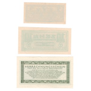 Germany 1942-45 1 Reichsmark 10/1 Reichspfennig Lot (3 Pieces) Banknotes